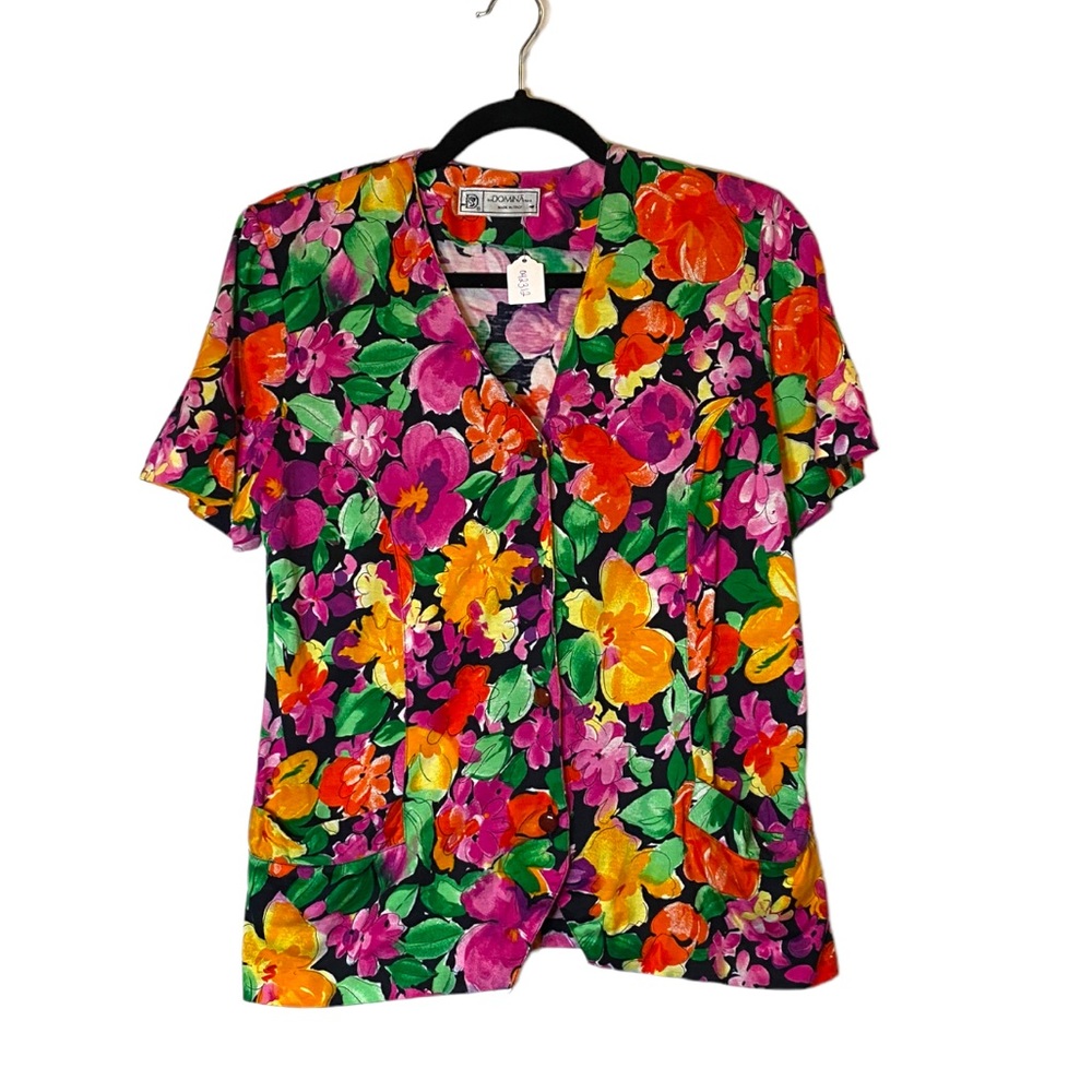 80s Floral Short Sleeve Button Down